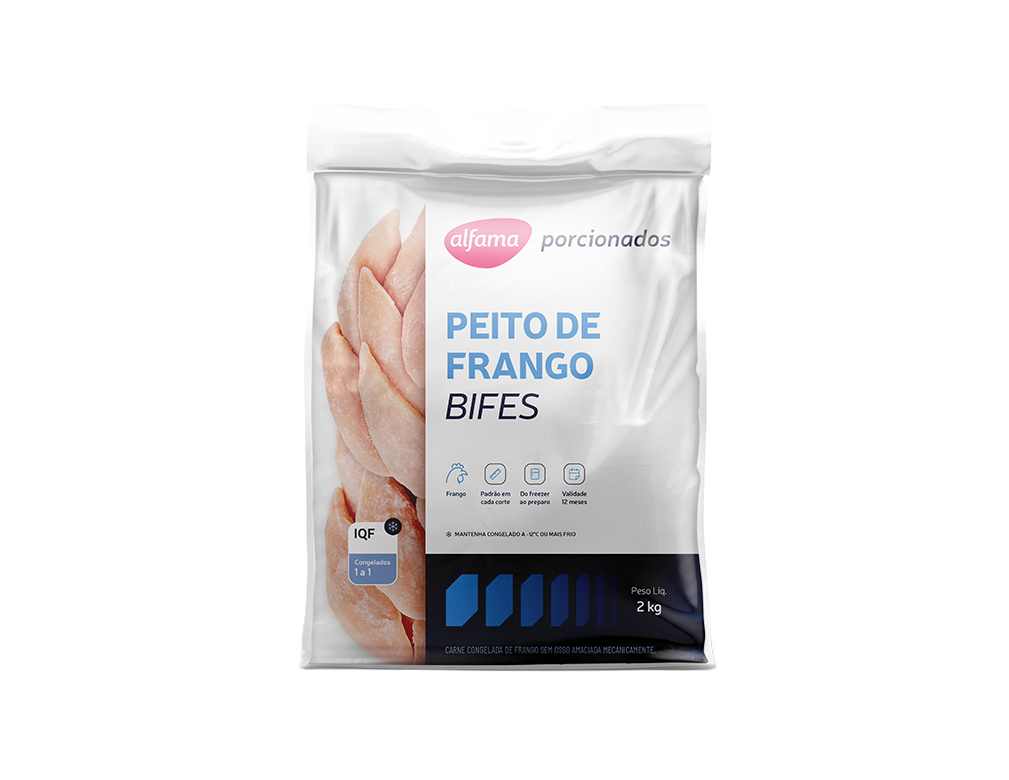 PEITO DE FRANGO CONGELADO EM BIFES ALFAMA 2 KG (CX 3 PCT)
